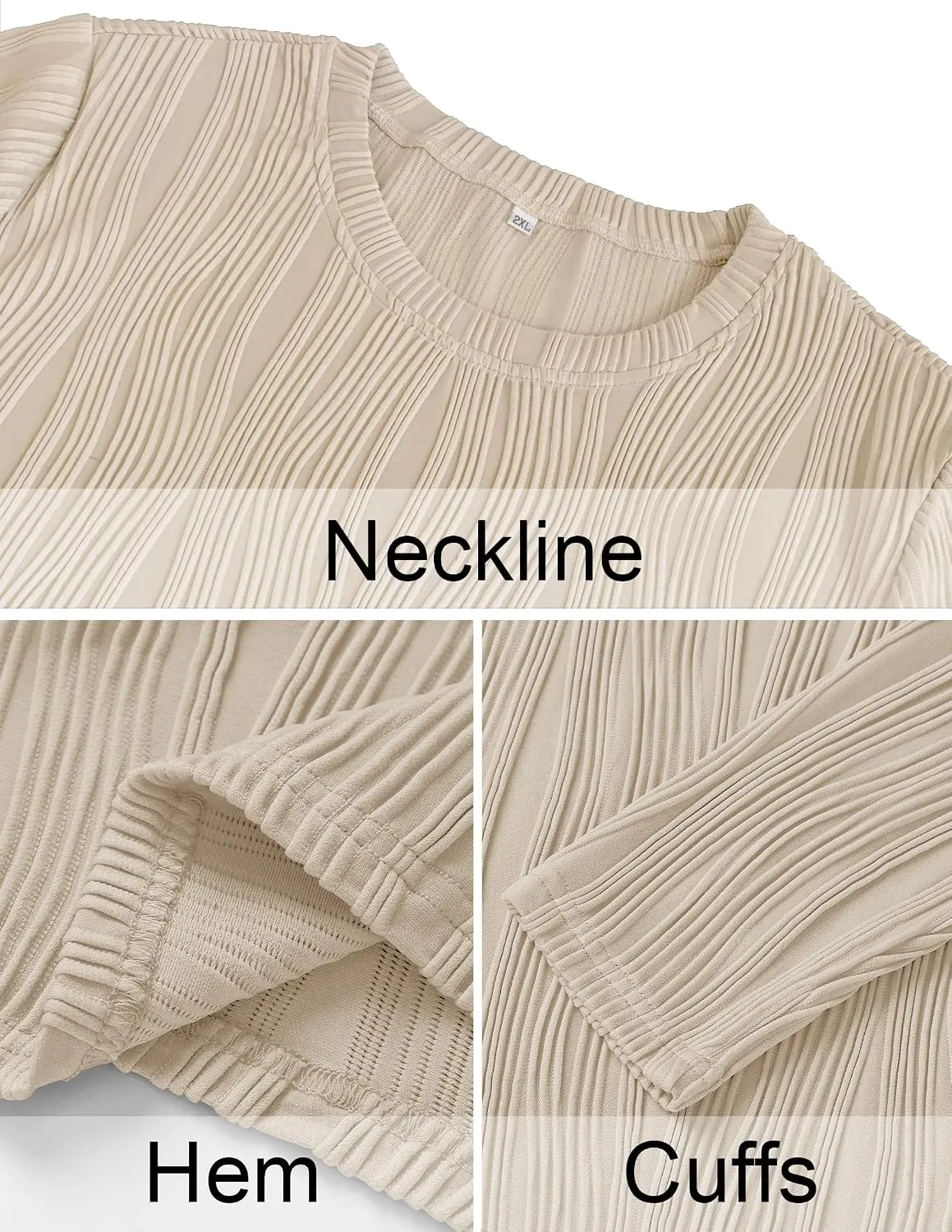 Wave Pattern Long Sleeve Crew — Apricot — view 5
