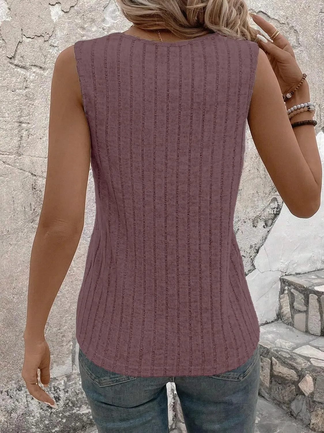 V-Neck Basic Tank — Light Purple — view 3