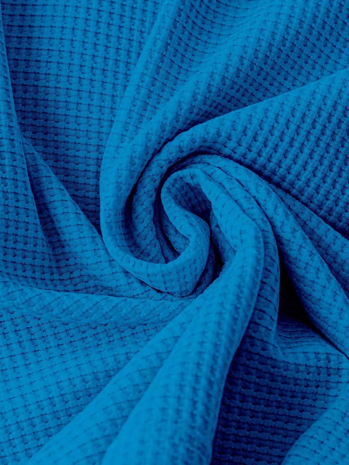 Waffle Knit Crew Neck Tee — Kingfisher Blue — view 5