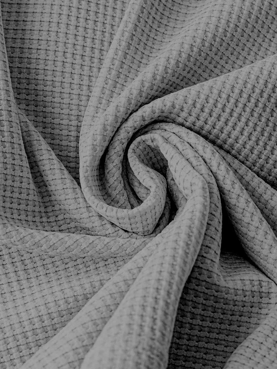 Waffle Knit Crew Neck Tee — Gray — view 5