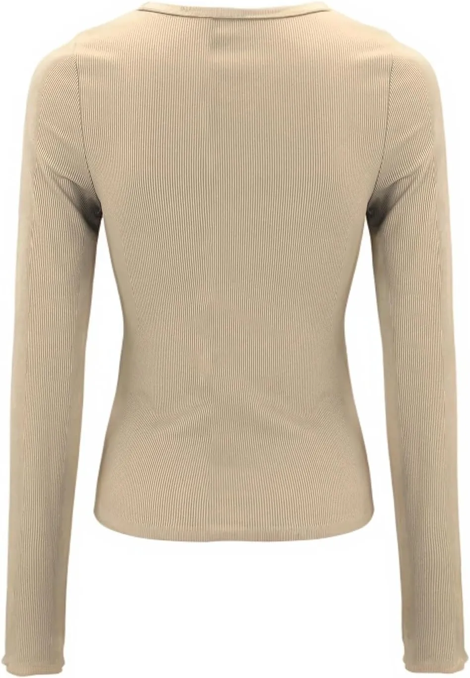 Ribbed Henley Long Sleeve — Apricot — view 4