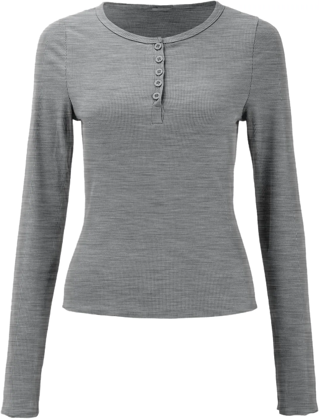 Ribbed Henley Long Sleeve — Lightgrey — view 2