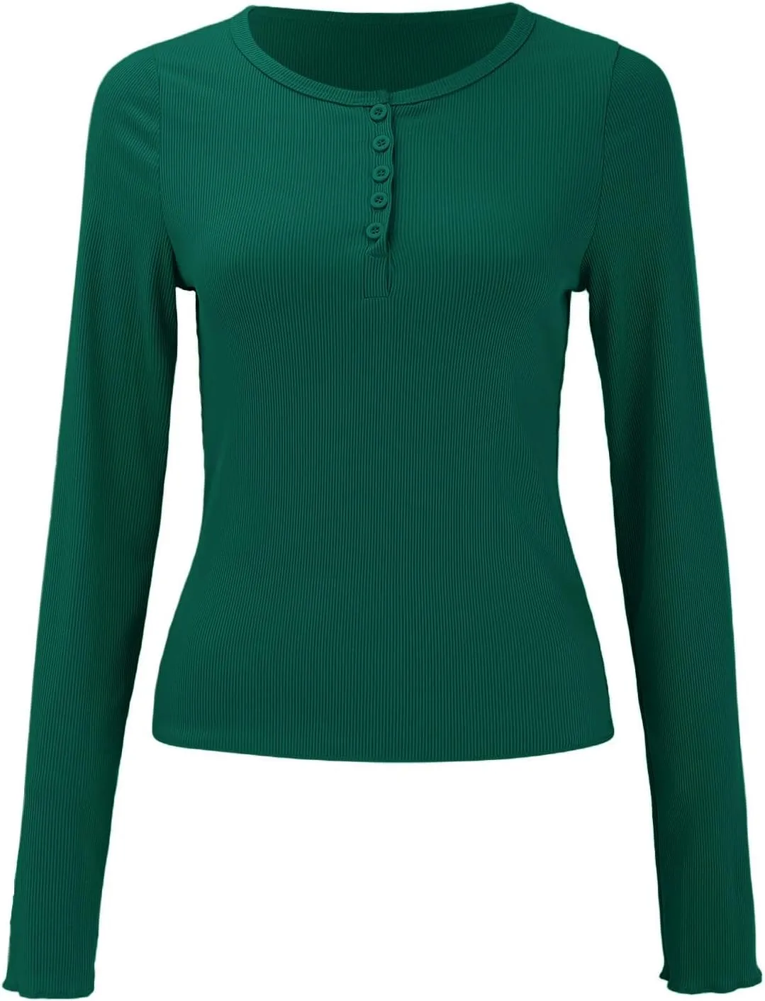 Ribbed Henley Long Sleeve — Camouflage Green — view 3