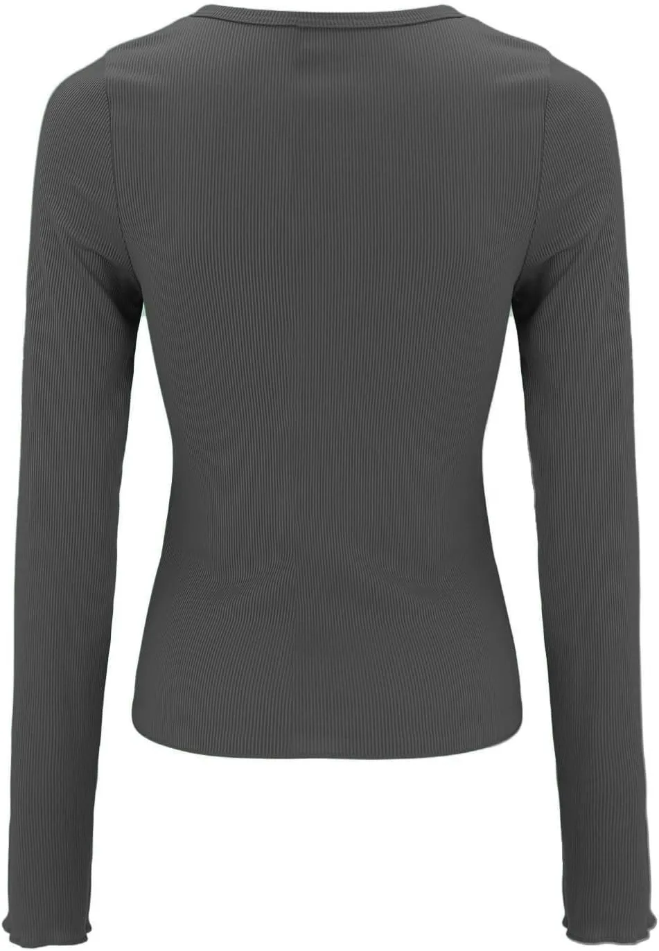 Ribbed Henley Long Sleeve — Darkgray — view 4