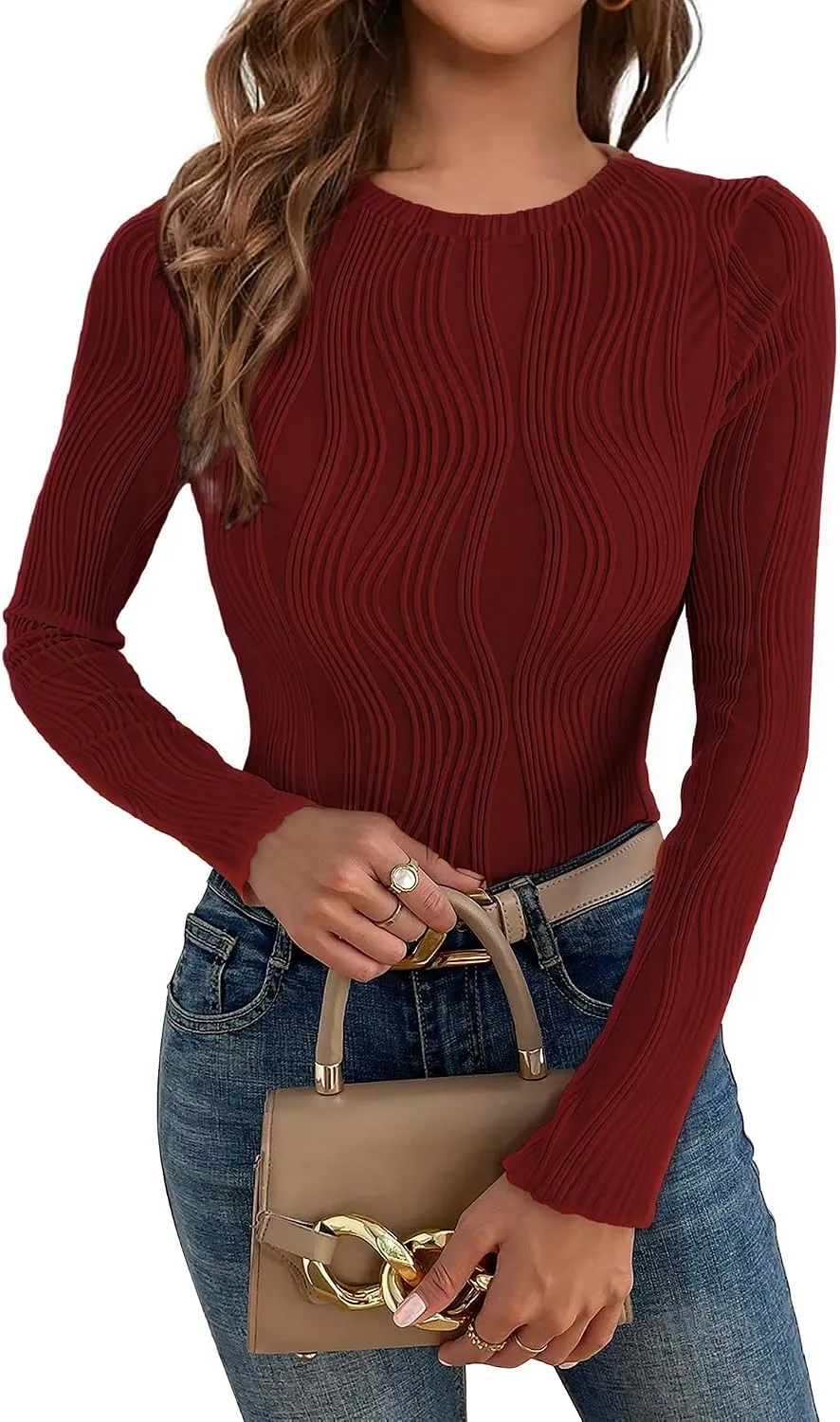 Y2K Long Sleeve Tee — Jujube Red