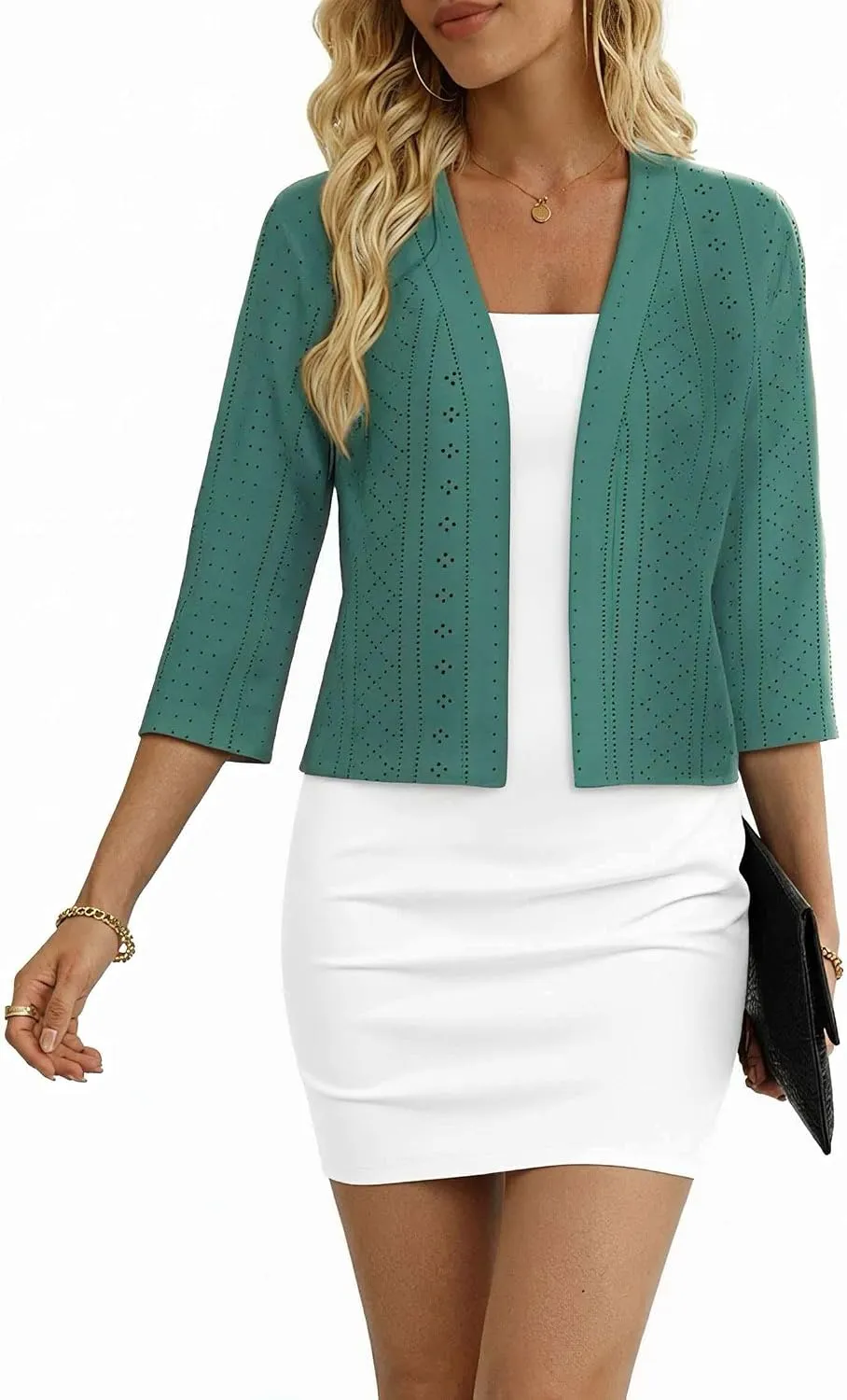 Lightweight Open-Front Cardigan — Sage Green — view 2