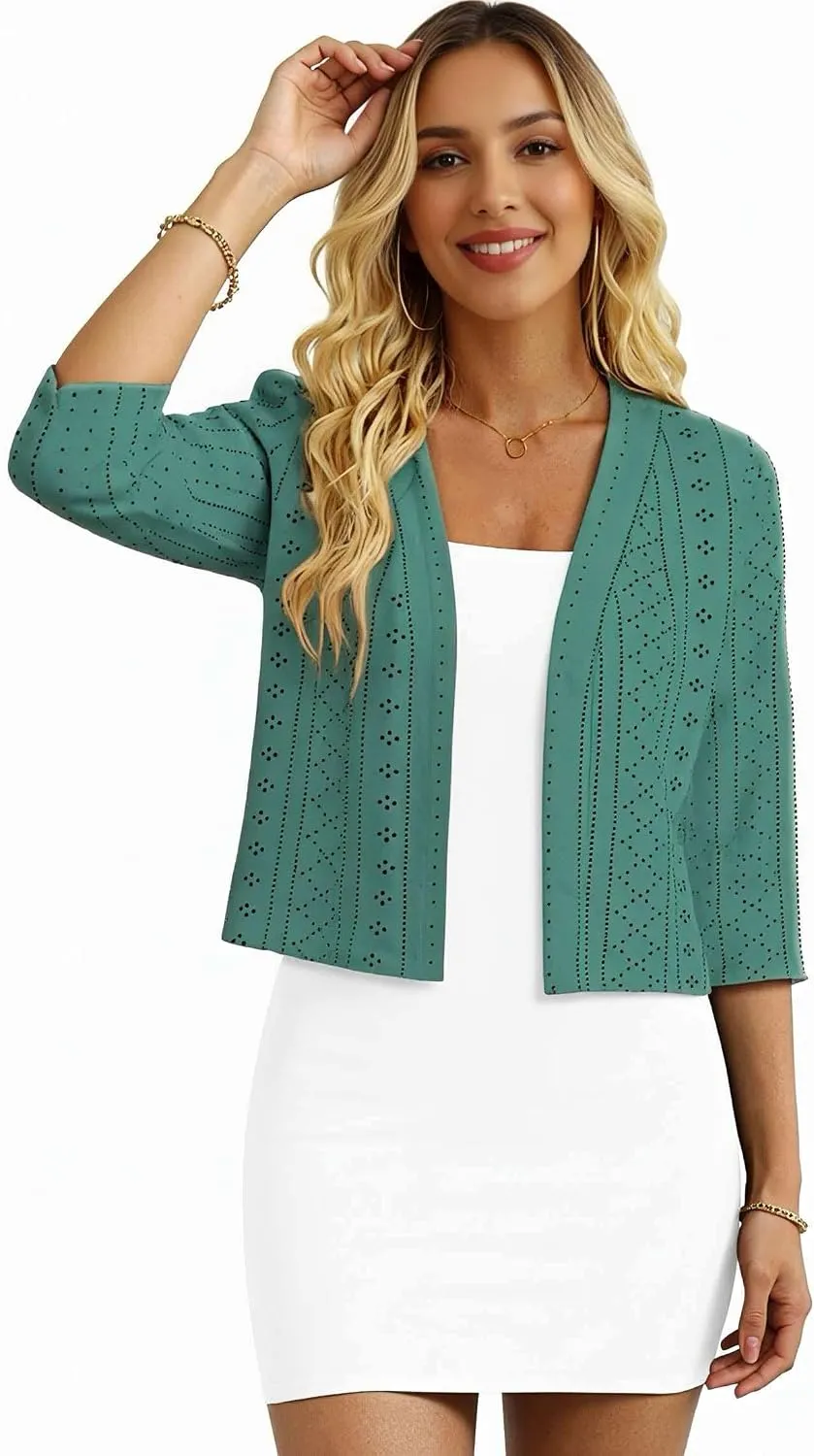 Lightweight Open-Front Cardigan — Sage Green — view 3