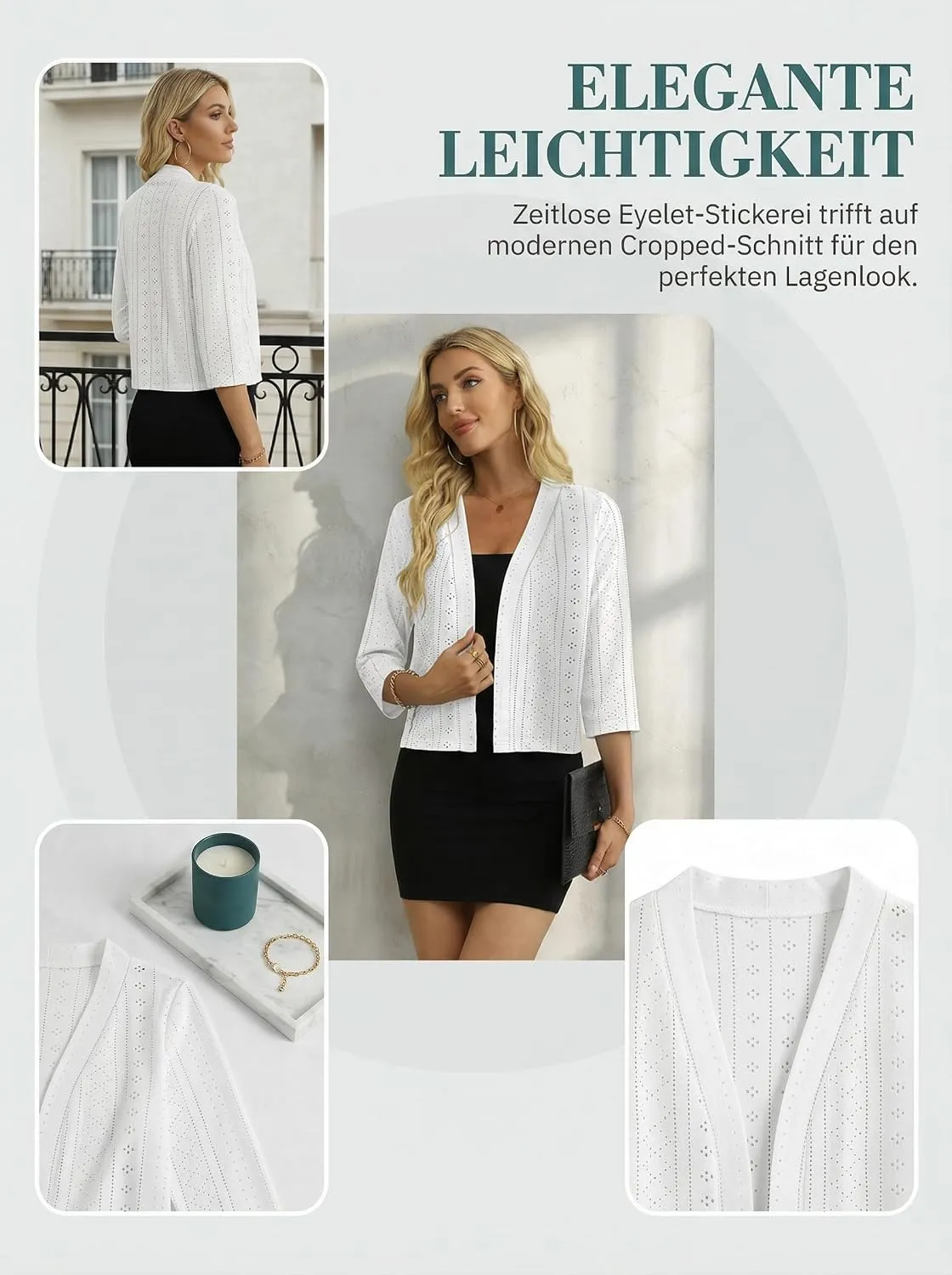 Lightweight Open-Front Cardigan — Sage Green — view 5