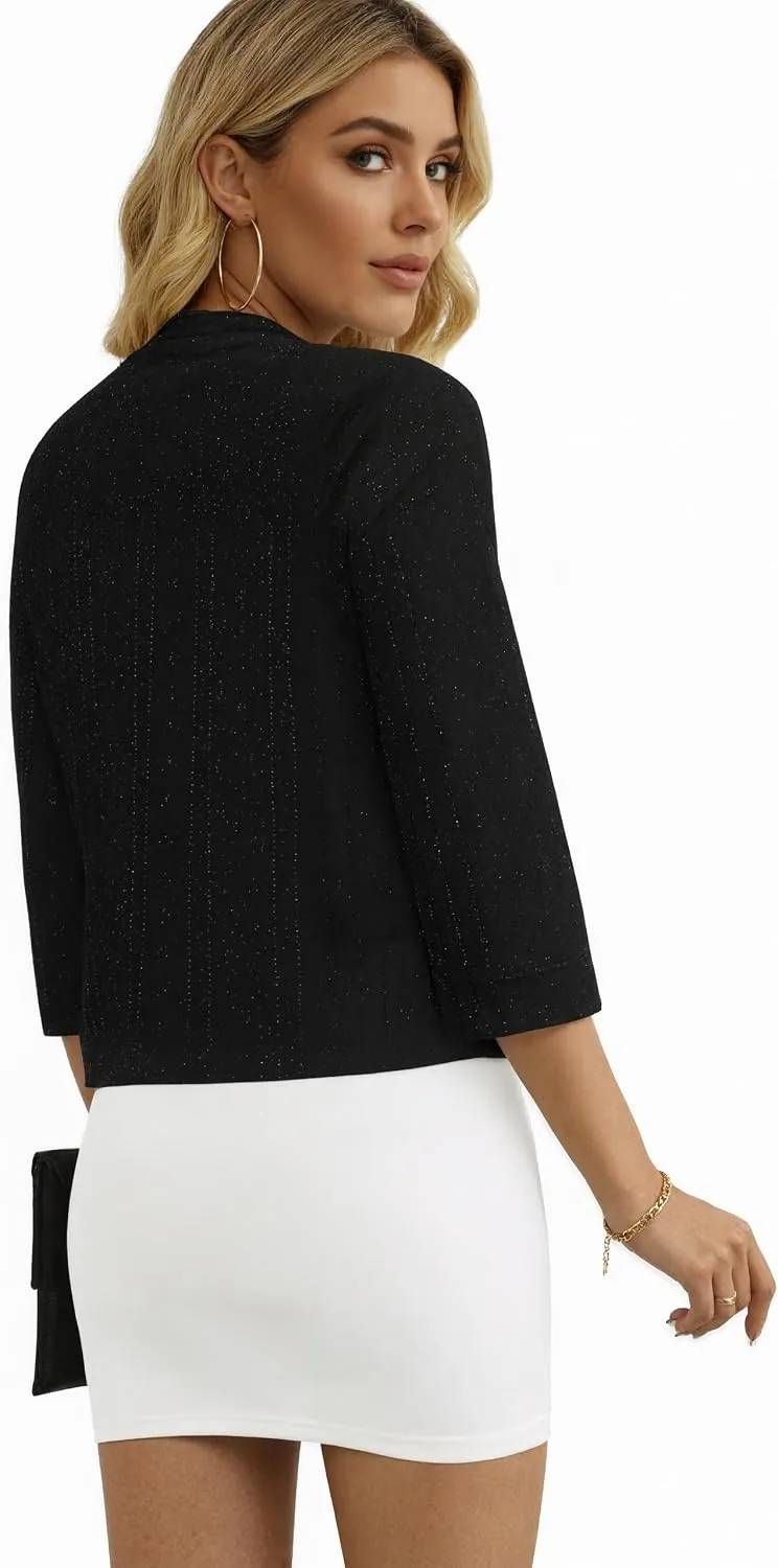Lightweight Open-Front Cardigan — Black — view 4