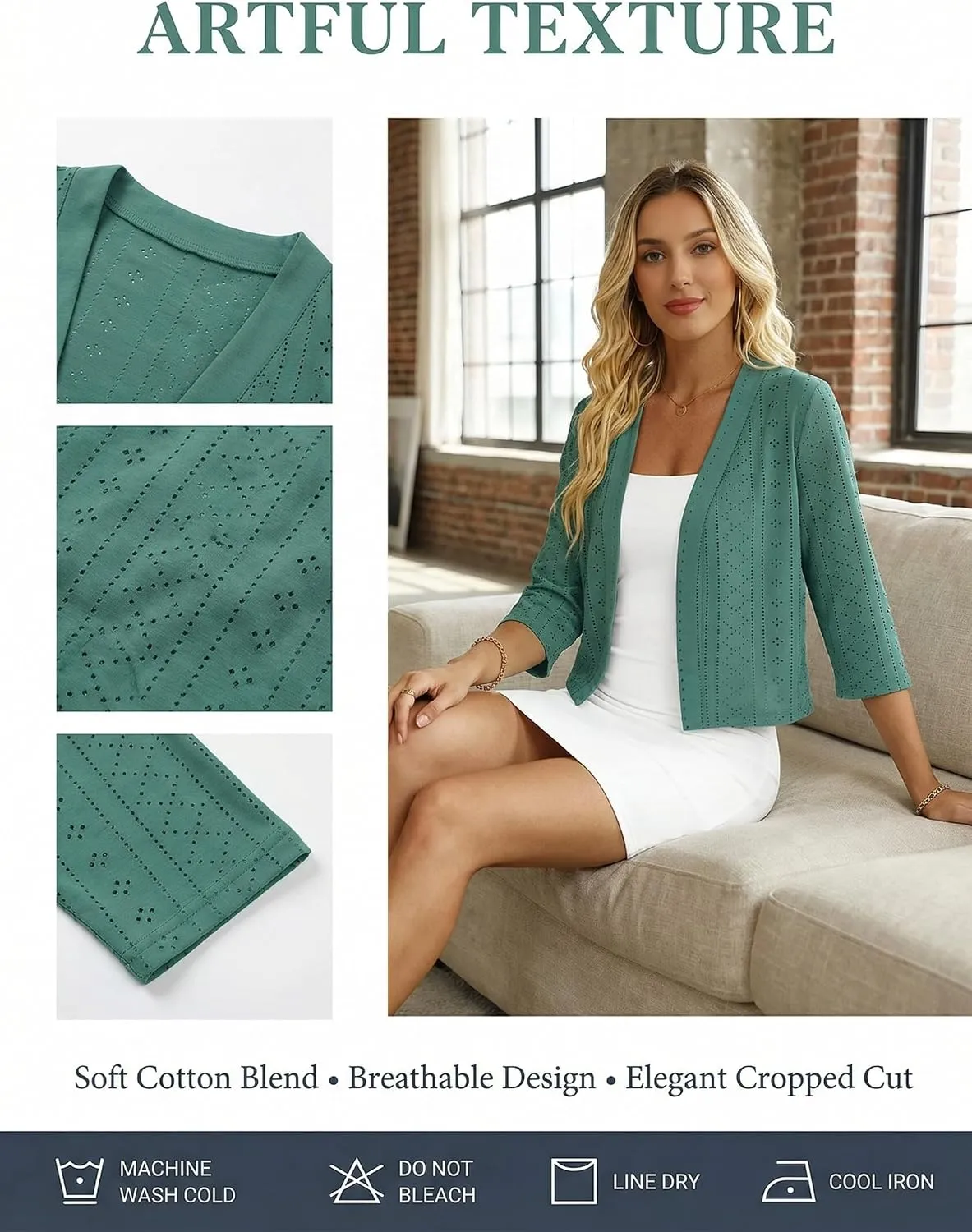 Lightweight Open-Front Cardigan — Navy — view 5