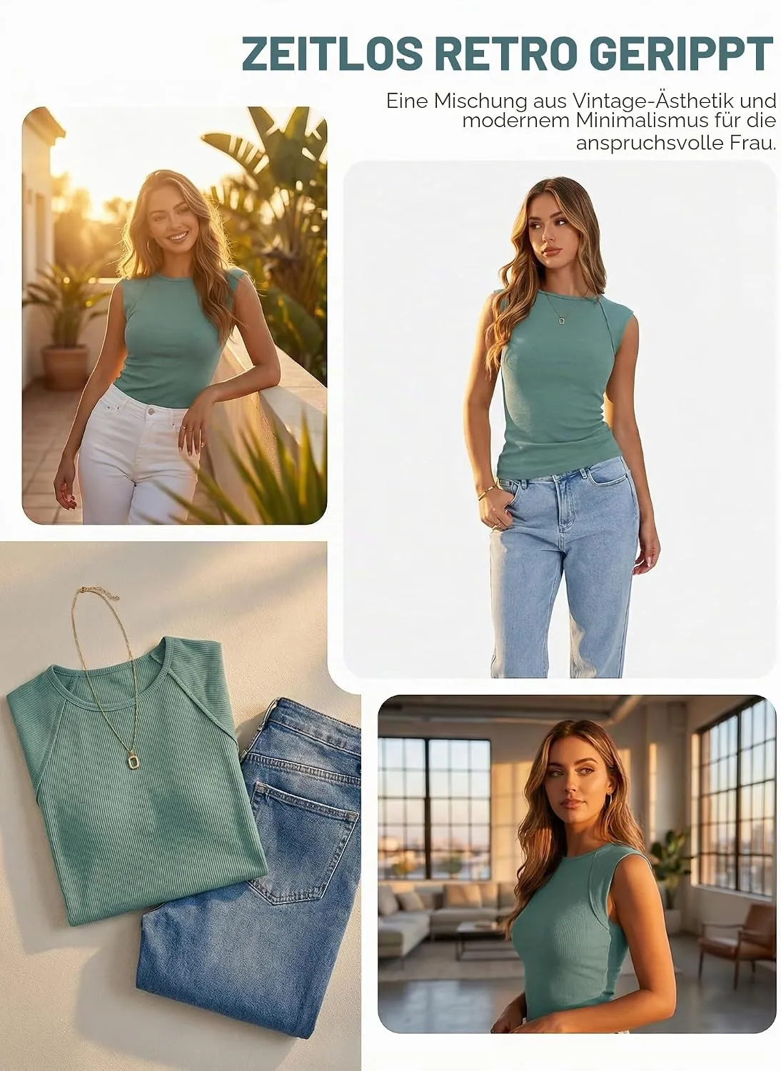 Sleeveless Elegant Tank — Black — view 5