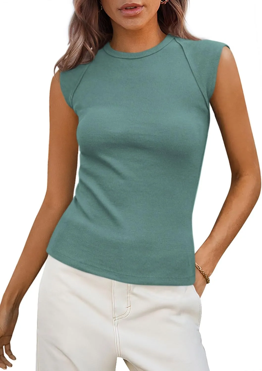 Sleeveless Elegant Tank — Bean Green