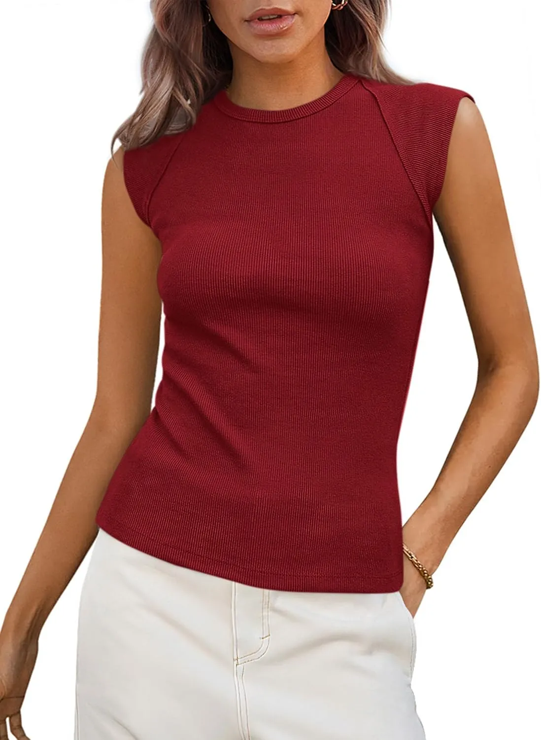 Sleeveless Elegant Tank — Wine Red
