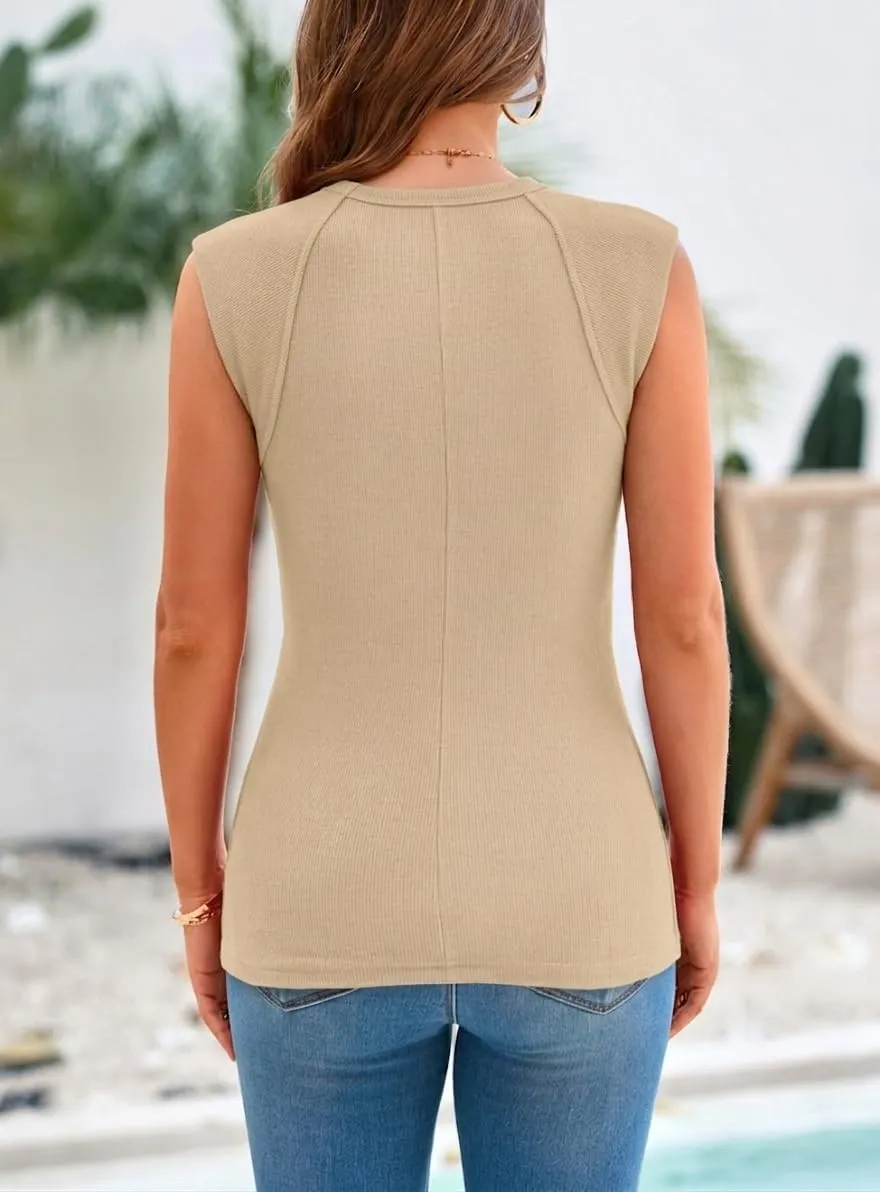 Sleeveless Elegant Tank — Apricot — view 4