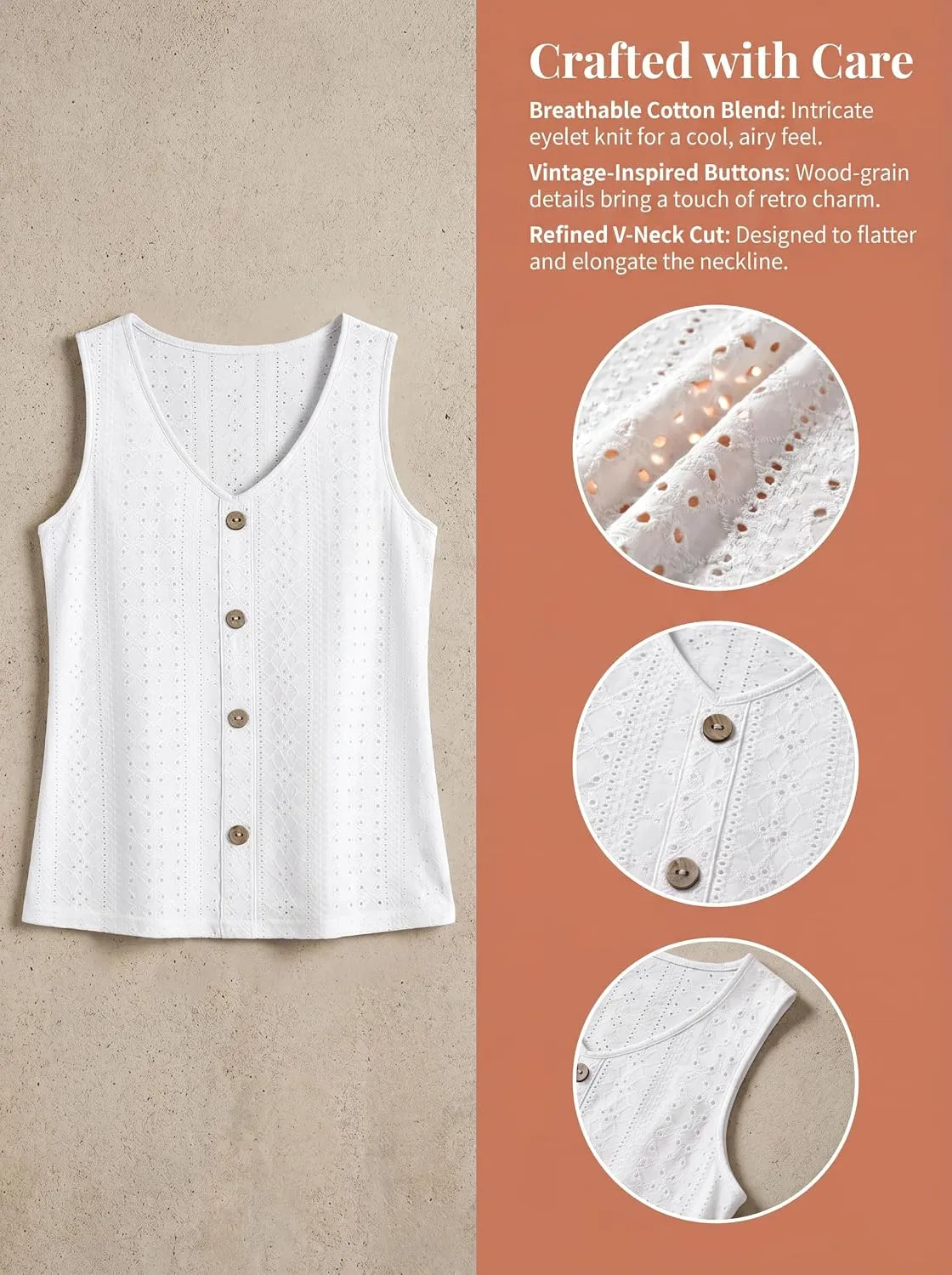 Eyelet V-Neck Tank Top — view 6