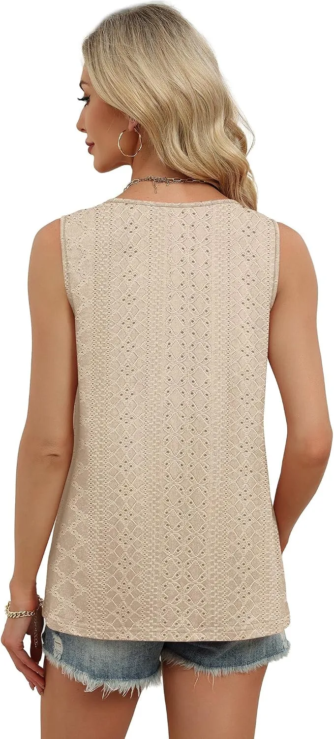 Eyelet V-Neck Tank Top — view 4